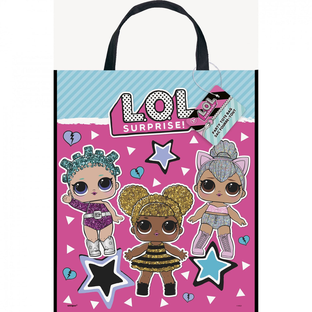 Sac cadeaux en plastique LOL Surprise pour enfant rose et bleu
