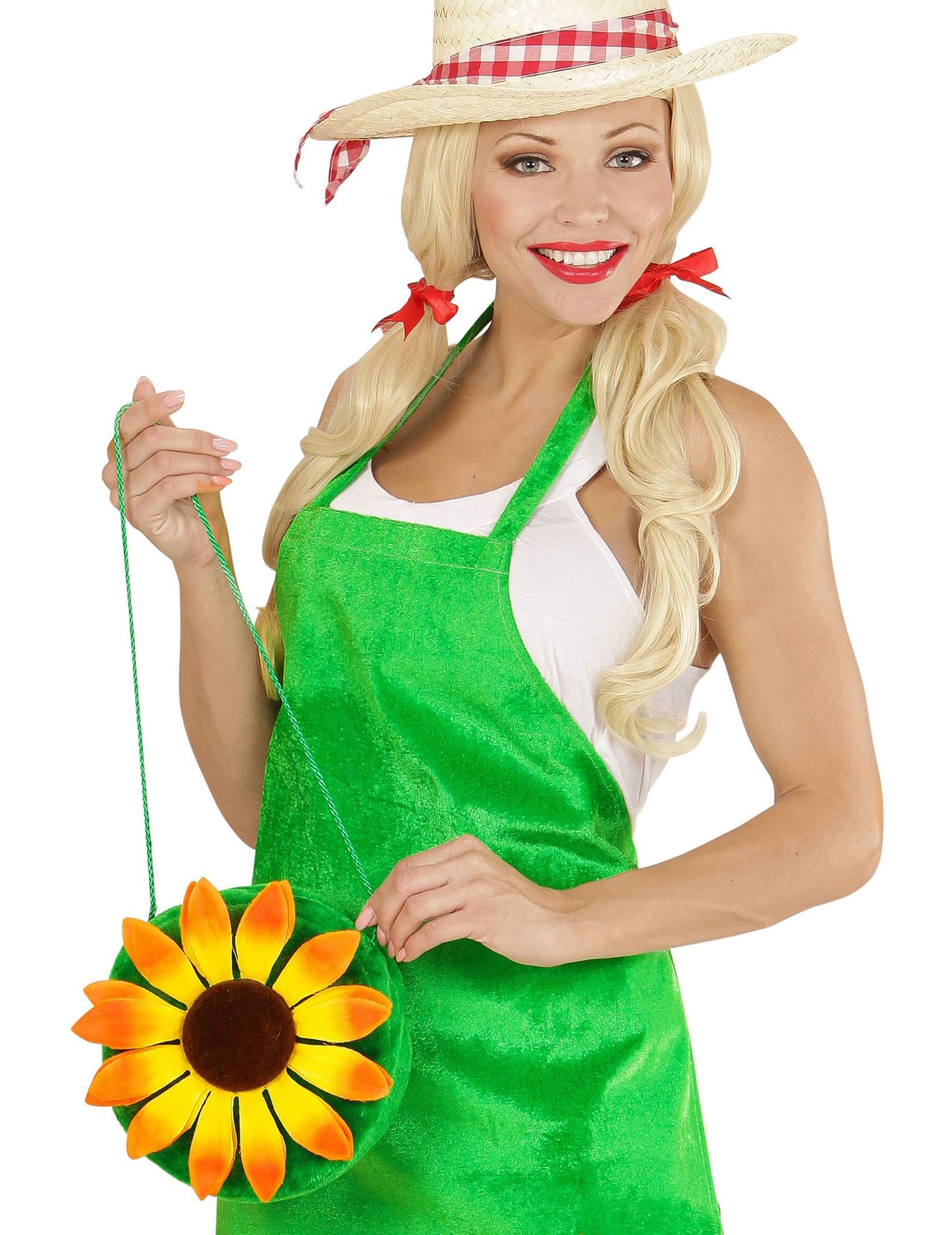 Geantă de hippie verde cu floare