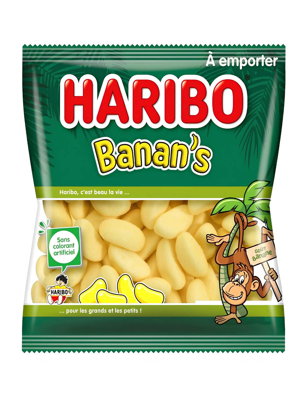 Pungă de bomboane Banane Haribo pentru adulți și copii galben