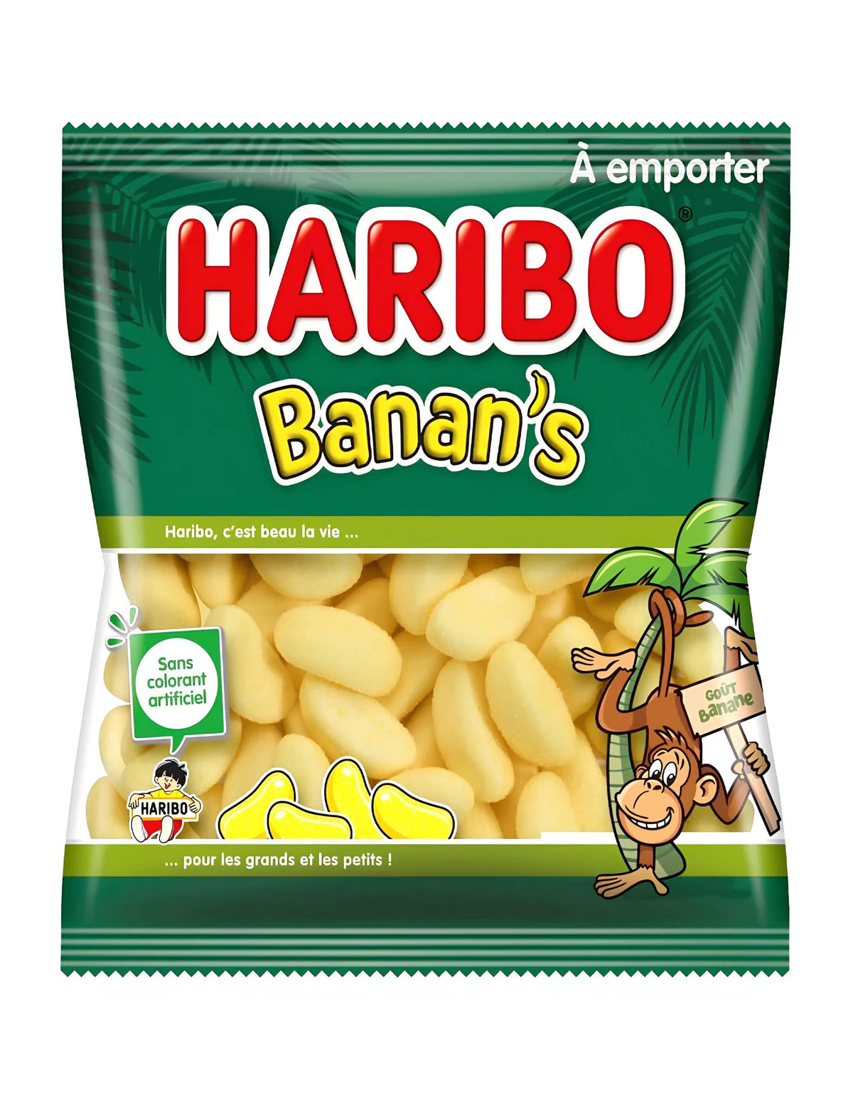 Pungă de bomboane Banane Haribo pentru adulți și copii galben