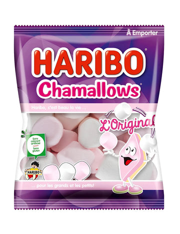 Punga de bomboane Haribo Chamallows pentru toți roz și alb