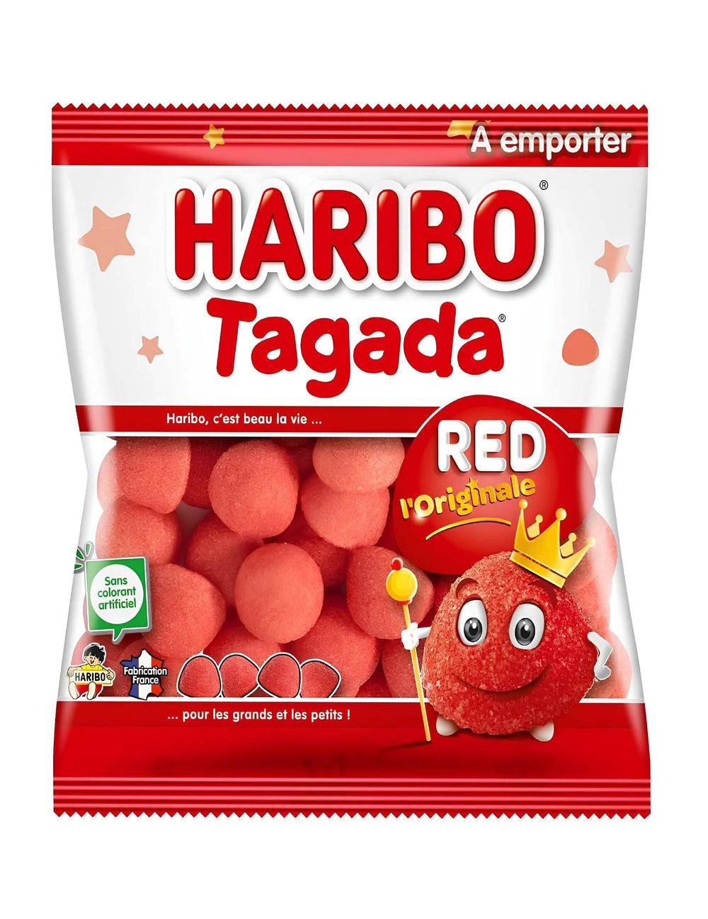 Pungă de bomboane Haribo fraises Tagada pentru copii și adulți roșu