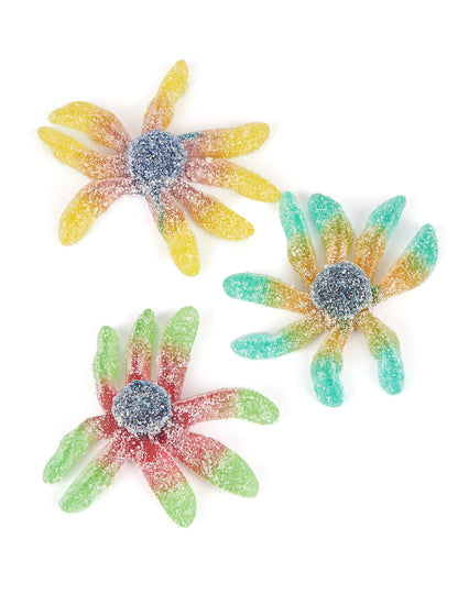 Gros plan sur les différentes couleurs des bonbons poulpes