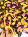 Sachet bonbons serpents Pit le python multicolores à rayures noires