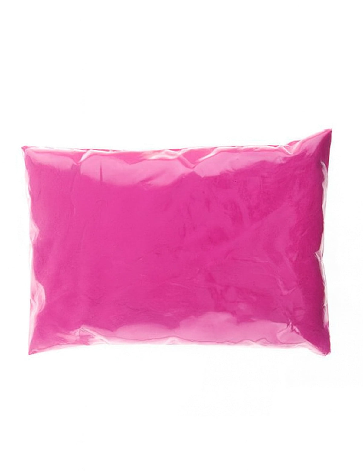 Vue de face du sachet de poudre Holi pour fête rose fluo