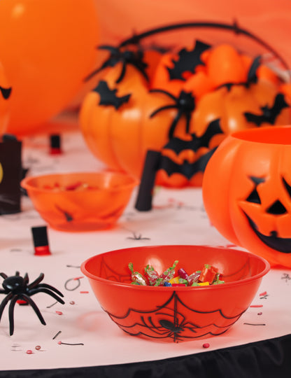Bol de bomboane de plastic portocaliu de Halloween