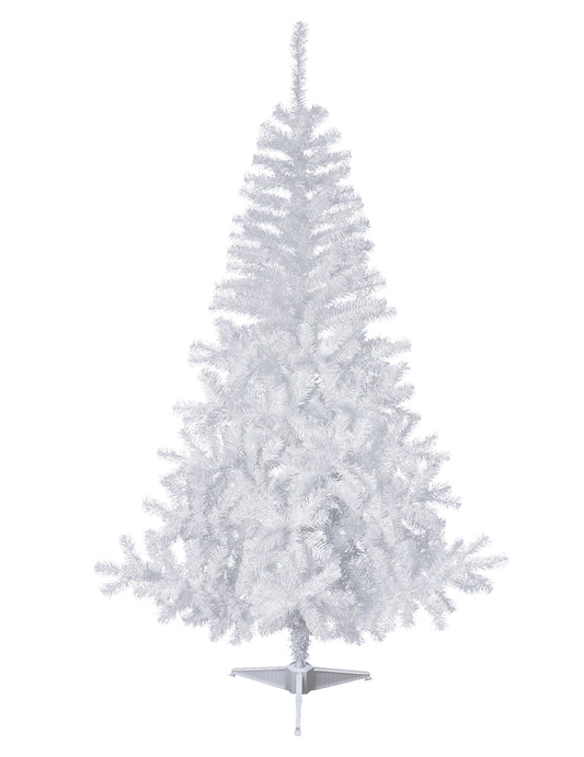 Vue de face du sapin artificiel enneigé blanc réaliste sur pied