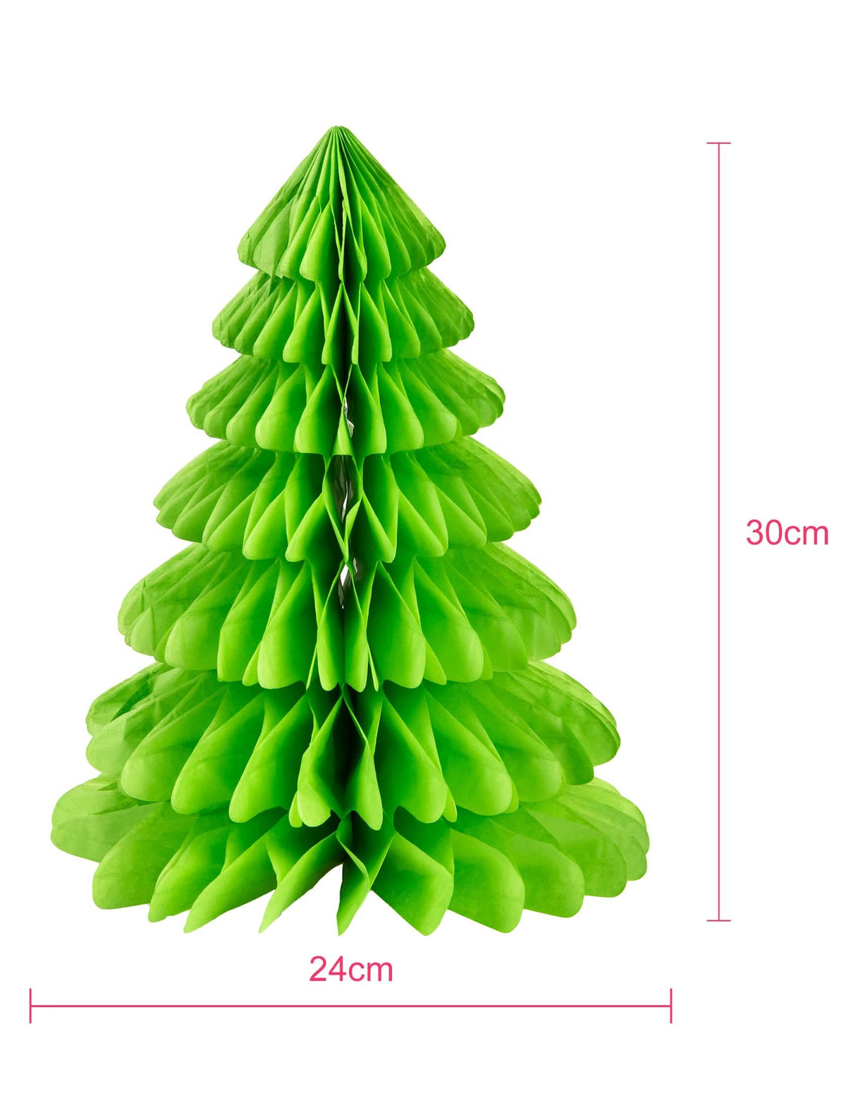 Dimensiunile bradului de crăciun din hârtie pentru decor, verde, alveolat