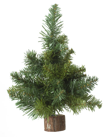 Brad verde de masă pe un buștean 25 cm decorativ natural