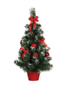 Sapin sur pied de Noël pour décoration rouge effet enneigé