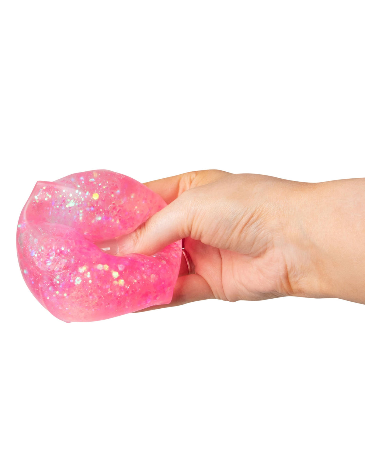 Détail de la texture malléable du Cube anti stress Scrunchems Pailleté