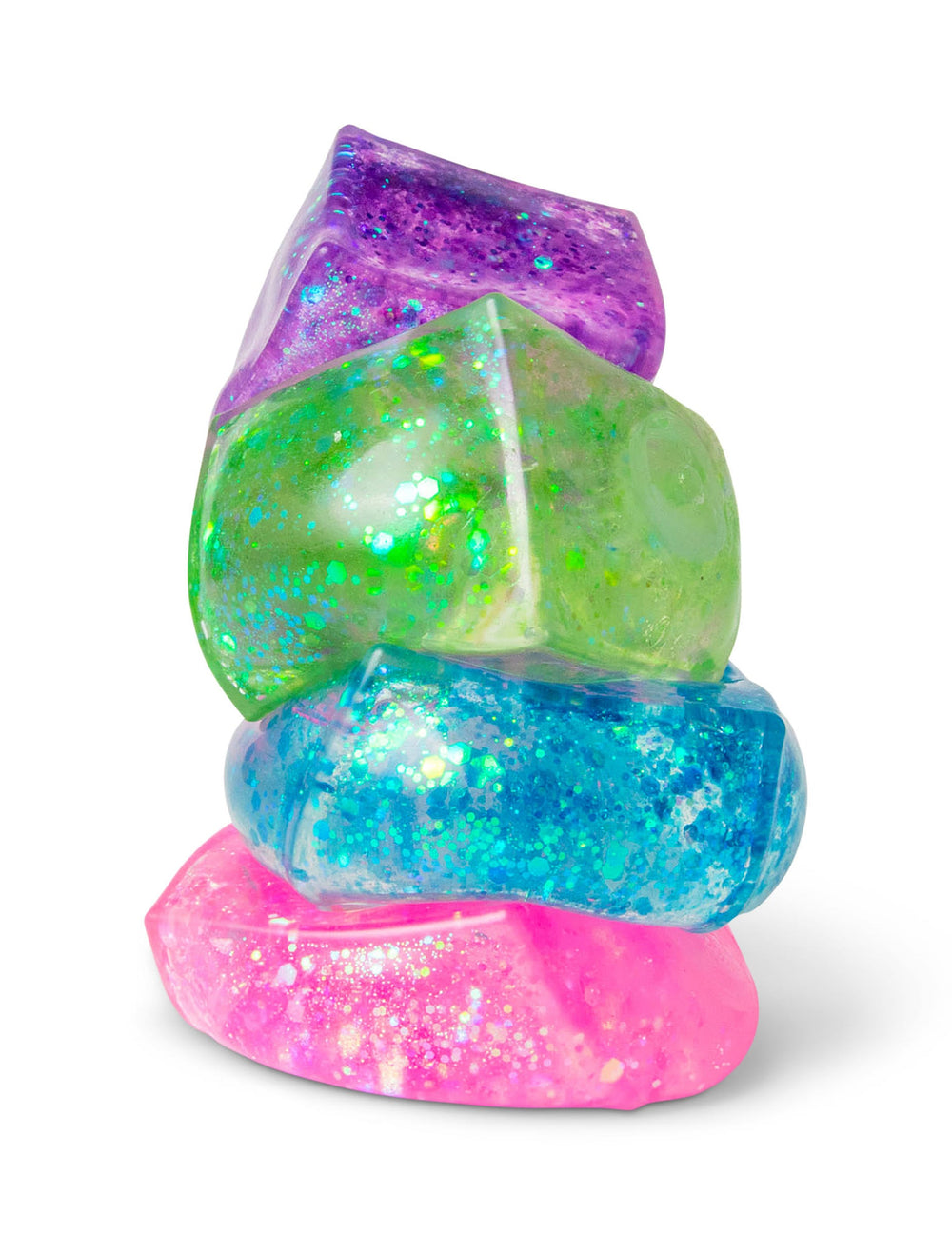 Empilement des différents coloris du Cube anti stress Scrunchems Pailleté