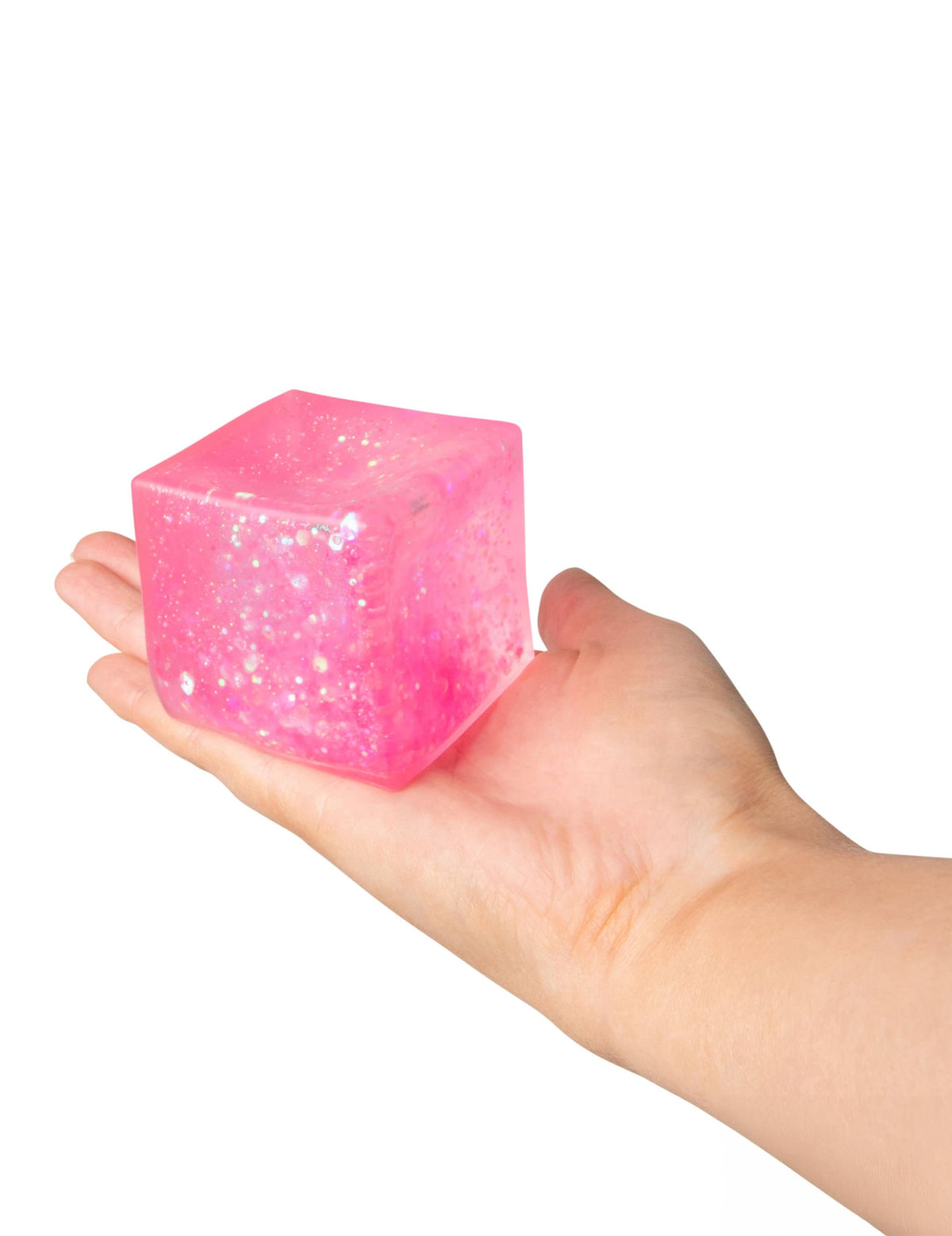 Cube anti stress Scrunchems Pailleté pour enfant rose