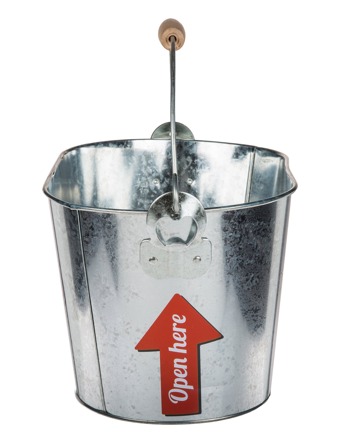 Détail du décapsuleur intégré du seau à boisson métallique Cold Beer