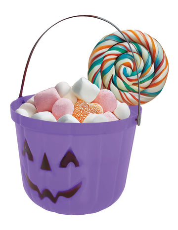 Seau à bonbons citrouille violette 20 cm