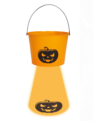 Seau à bonbon lumineux citrouille orange