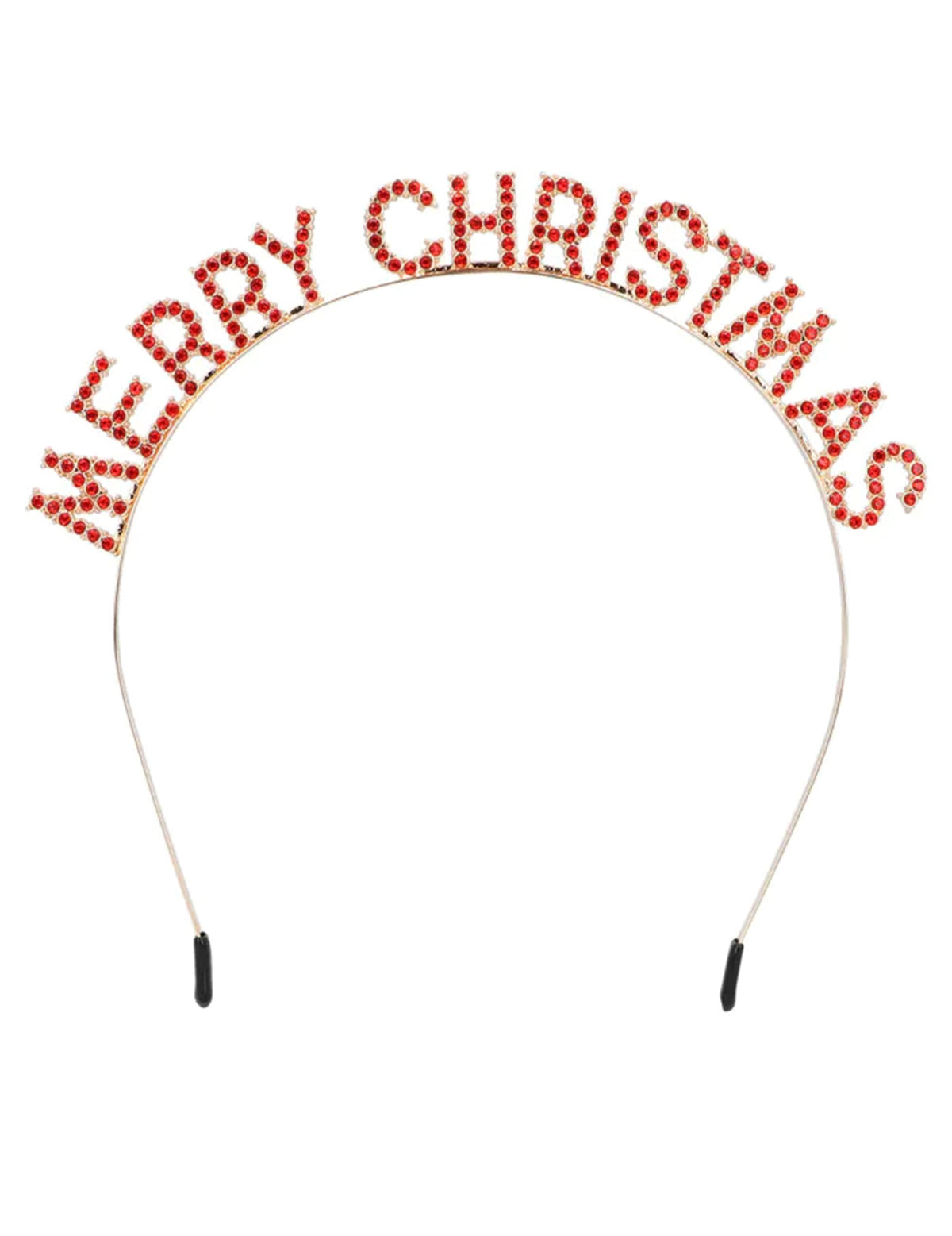 Vue de face du serre-tête à strass Merry Christmas