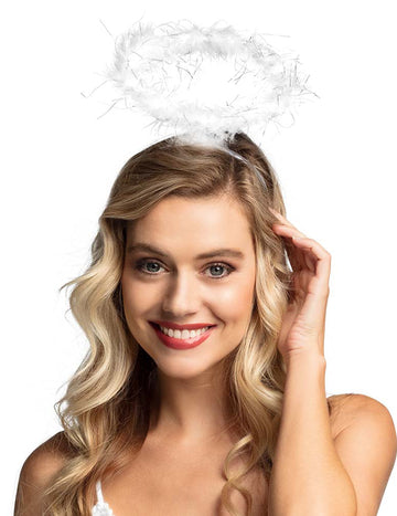 Coroană de înger pentru adult, albă și argintie