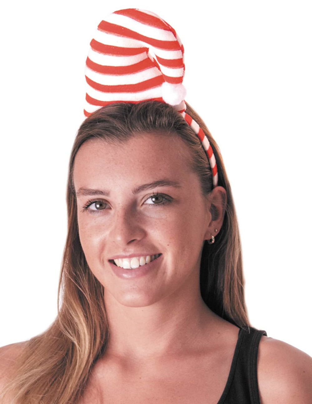 Serre-tête bonet candy pentru adult alb și roșu cu dungi