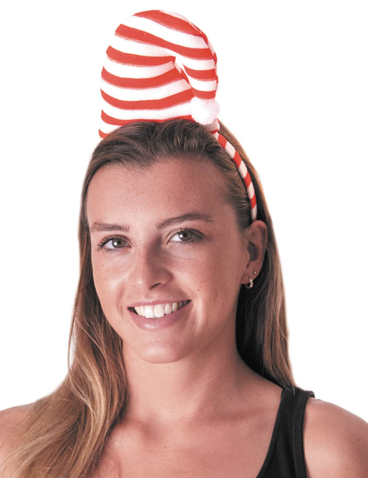 Serre-tête bonet candy pentru adult alb și roșu cu dungi