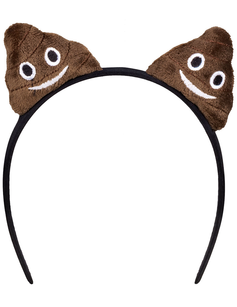 Serre-tête caca pour adulte marron et noir avec peluches souriantes