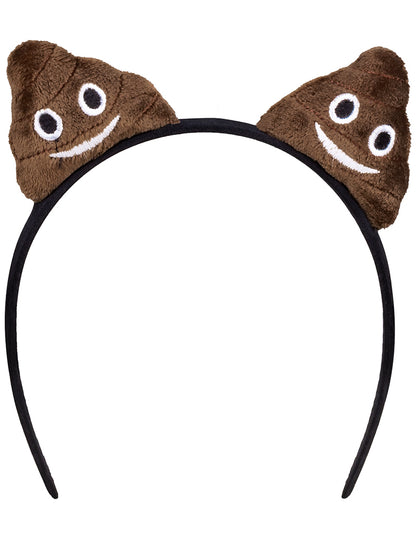 Serre-tête caca pour adulte marron et noir avec peluches souriantes