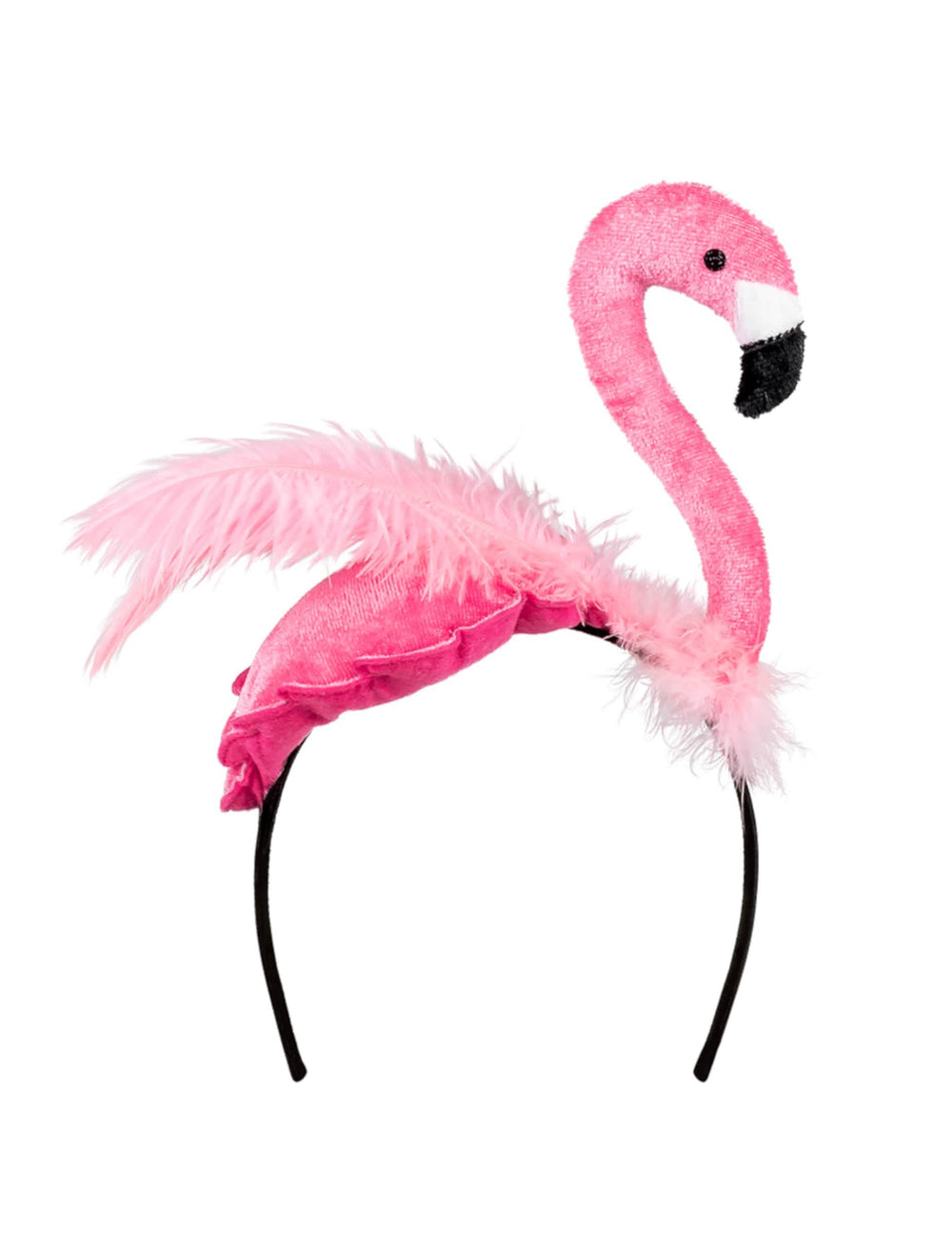 Bentiță flamingo pentru adult roz cu pene