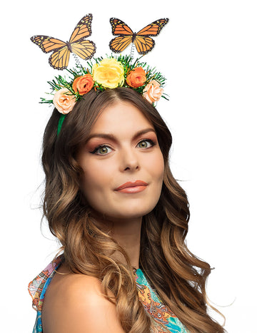 Bentiță pentru adulți cu flori și fluturi