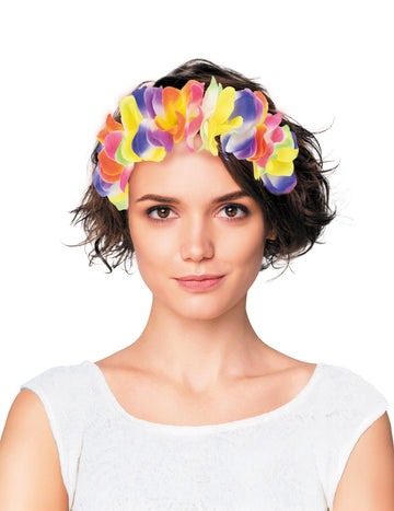 Bandă de păr hawaiană cu flori pentru adulți