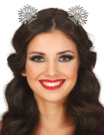 Bandă de păr cu strasuri de Crăciun pentru adulți, model fulg de zăpadă