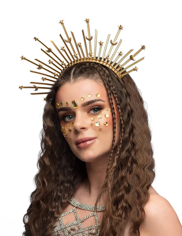 Bandă de păr cu halou de stea și lună pentru adulți