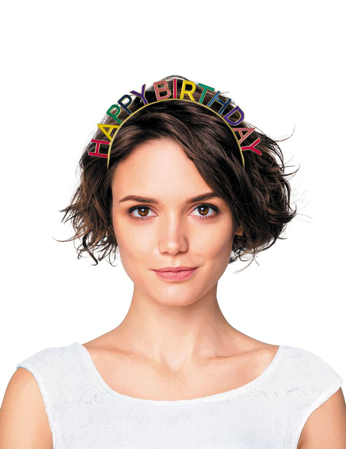 Serre-tête Happy Birthday pour adulte multicolore doré