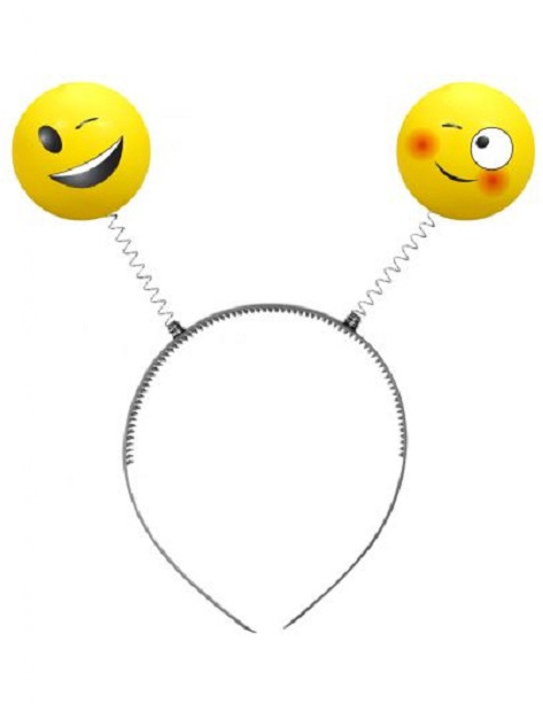 Serre-tête Imoji™ pour adulte jaune avec ressorts et smileys clin d'oeil