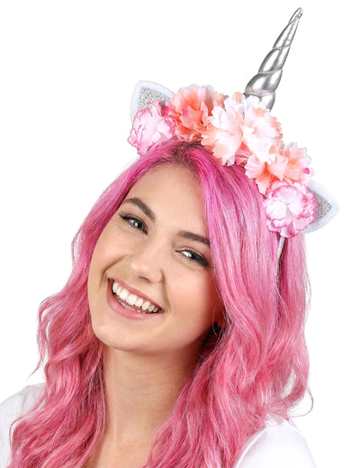 Banda unicorn cu bujori roz pentru adulți