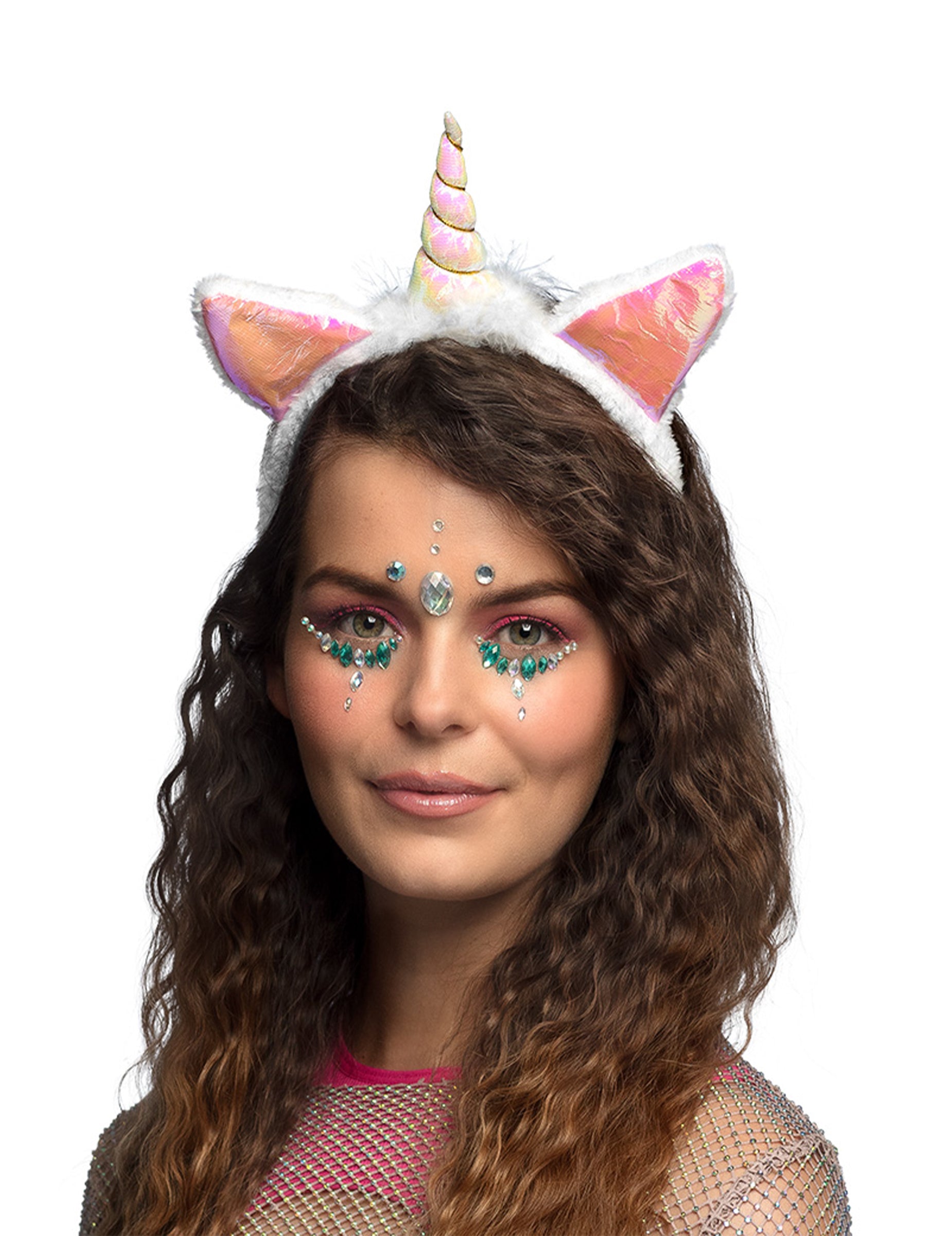 Serre-tête licorne pour femme blanc et rose iridescent