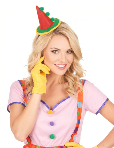 Serre-tête mini chapeau clown pointu adulte