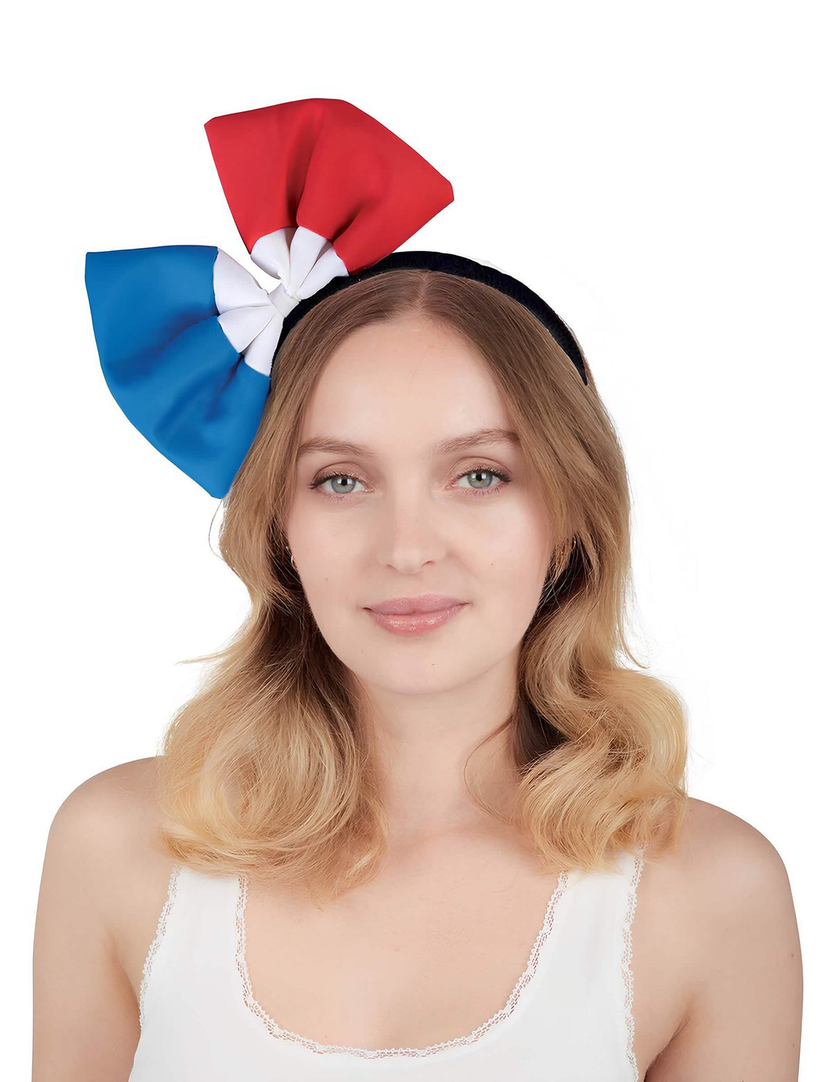 Serre-tête nœud tricolore France pour adulte bleu blanc rouge