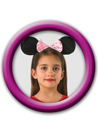 Bentită cu urechi de șoricel Minnie™ pentru fată, cu paiete negre și fundiță roz cu buline