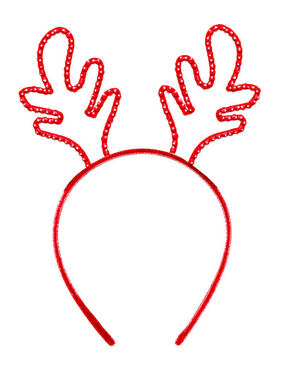 Bentiță de Crăciun cu ren și pietre roșii