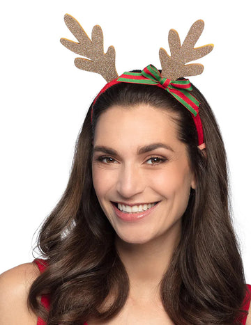Gold Christmas Reindeer Headband cu adult cu panglică