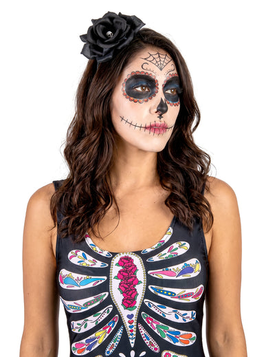 Band bandă roz negru Dia de los Muertos Adult