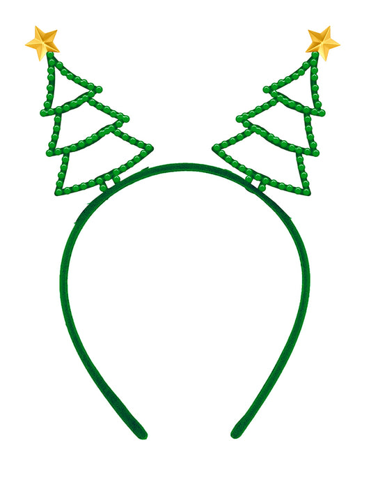 Vue de face du serre-tête sapins de Noël à strass