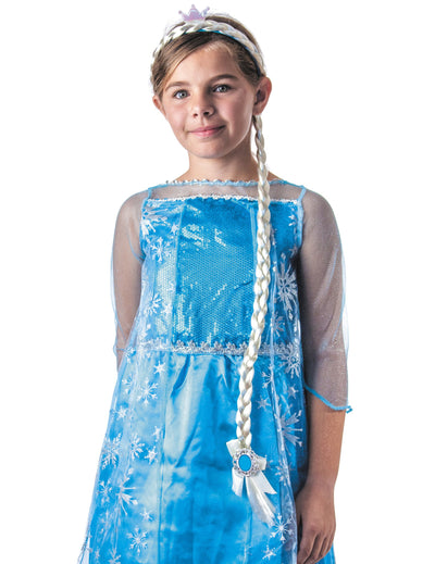 Serre-tête tresse princesse des glaces pour enfant blond avec petite couronne