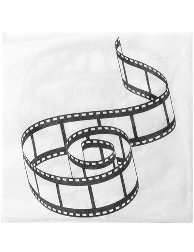 Servetele din hârtie Cinema pentru mese albe cu model de peliculă de film negru