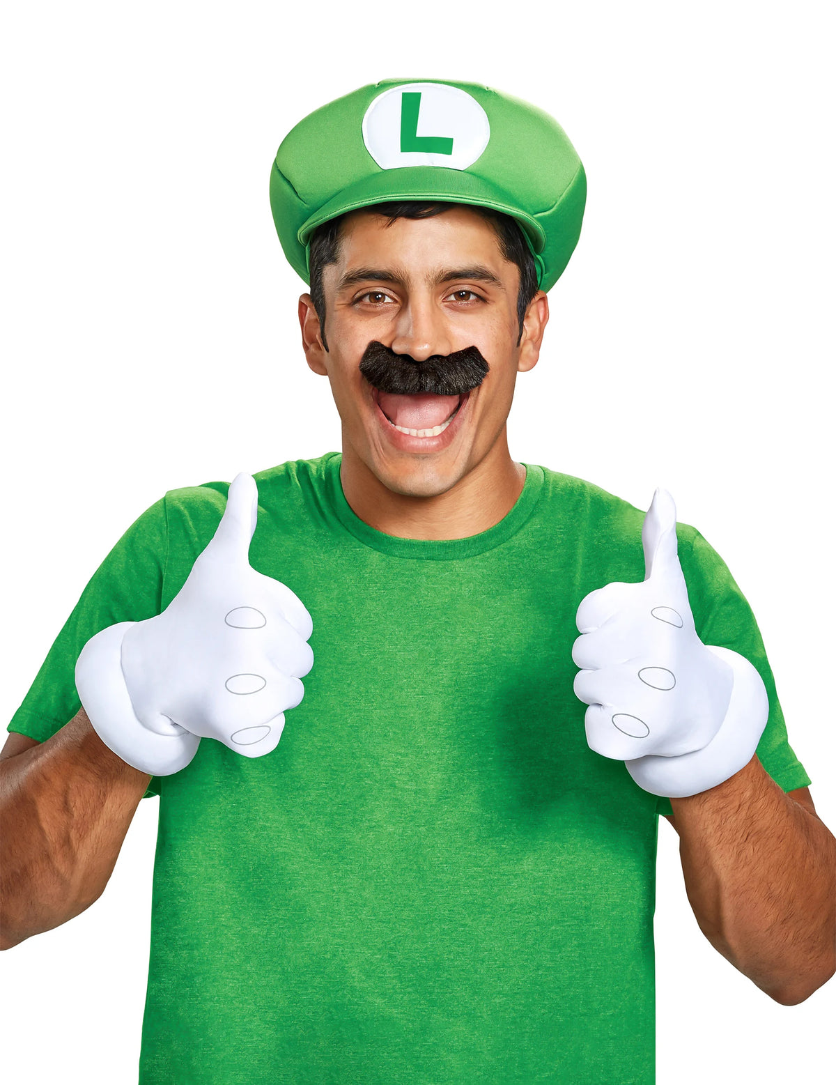 Set accessoires Luigi™ pour adulte vert et blanc avec casquette, moustache et gants