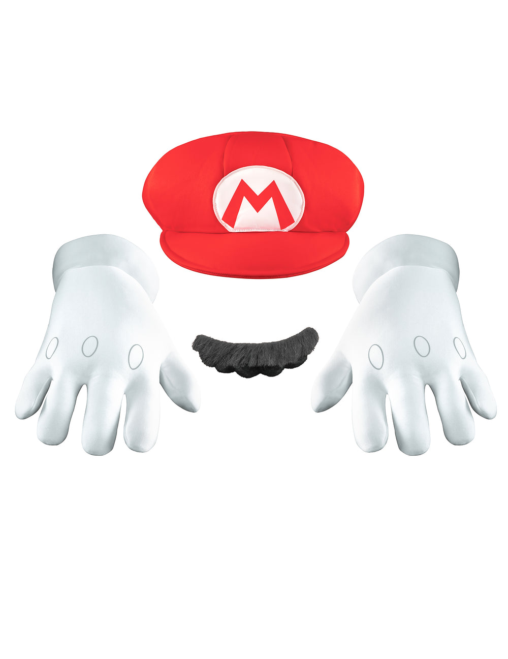 Set accessoires Mario pour enfant rouge et blanc avec moustache noire