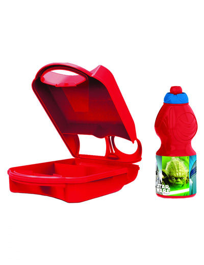 Set boîte à goûter et gourde Star Wars pour enfant rouge avec motif Yoda