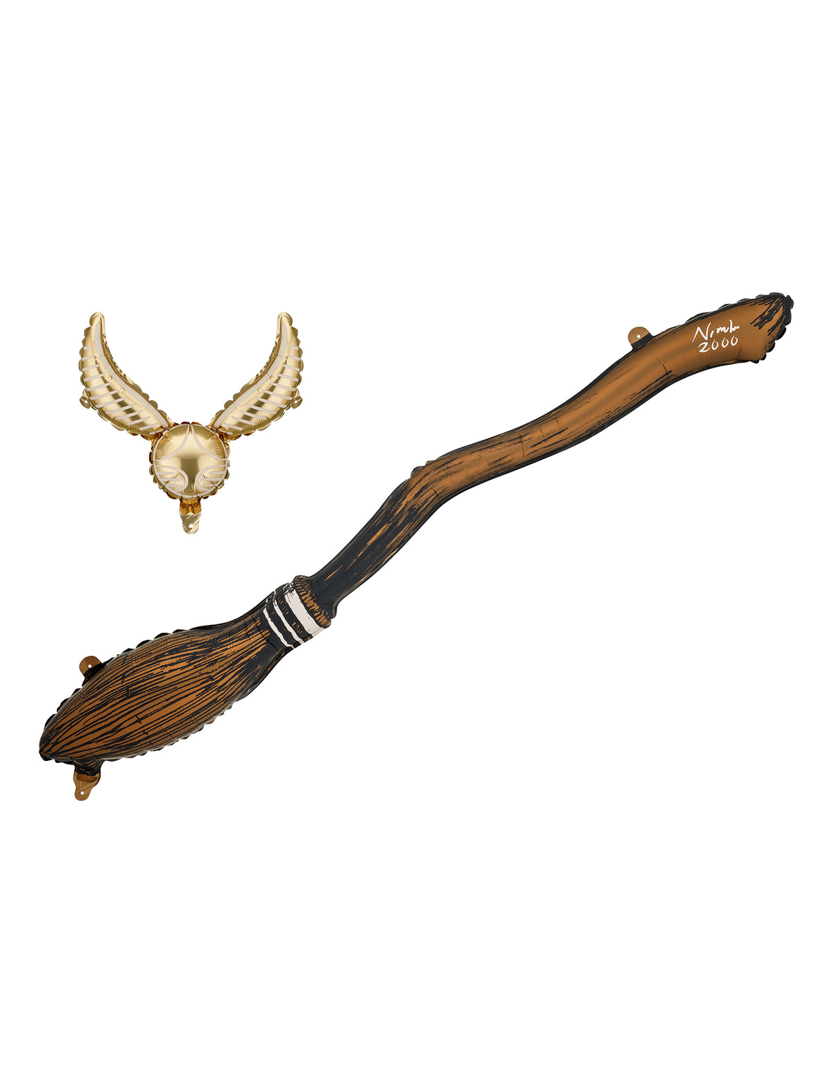 Set de 2 baloane din folie Harry Potter™ Mătură și Hoțoaica aurie