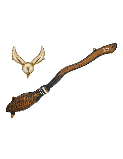 Set de 2 baloane din folie Harry Potter™ Mătură și Hoțoaica aurie