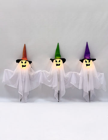 Set de 3 fantômes lumineux avec piquets 68 cm
